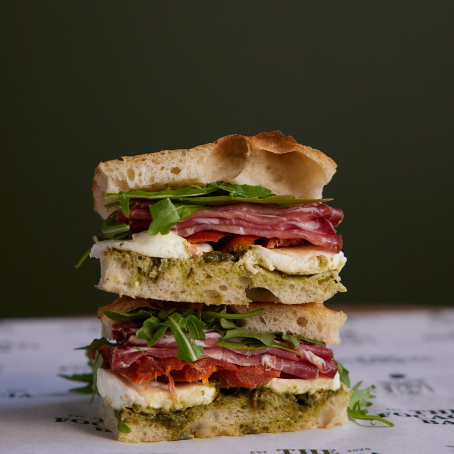 Calabrese focaccia sandwich