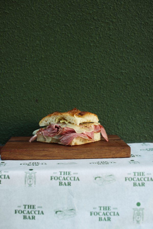Pastrami focaccia sandwich