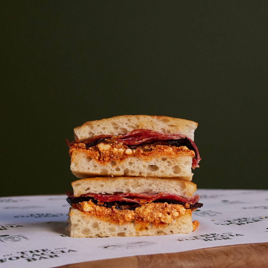 Salami & Nduja focaccia sandwich